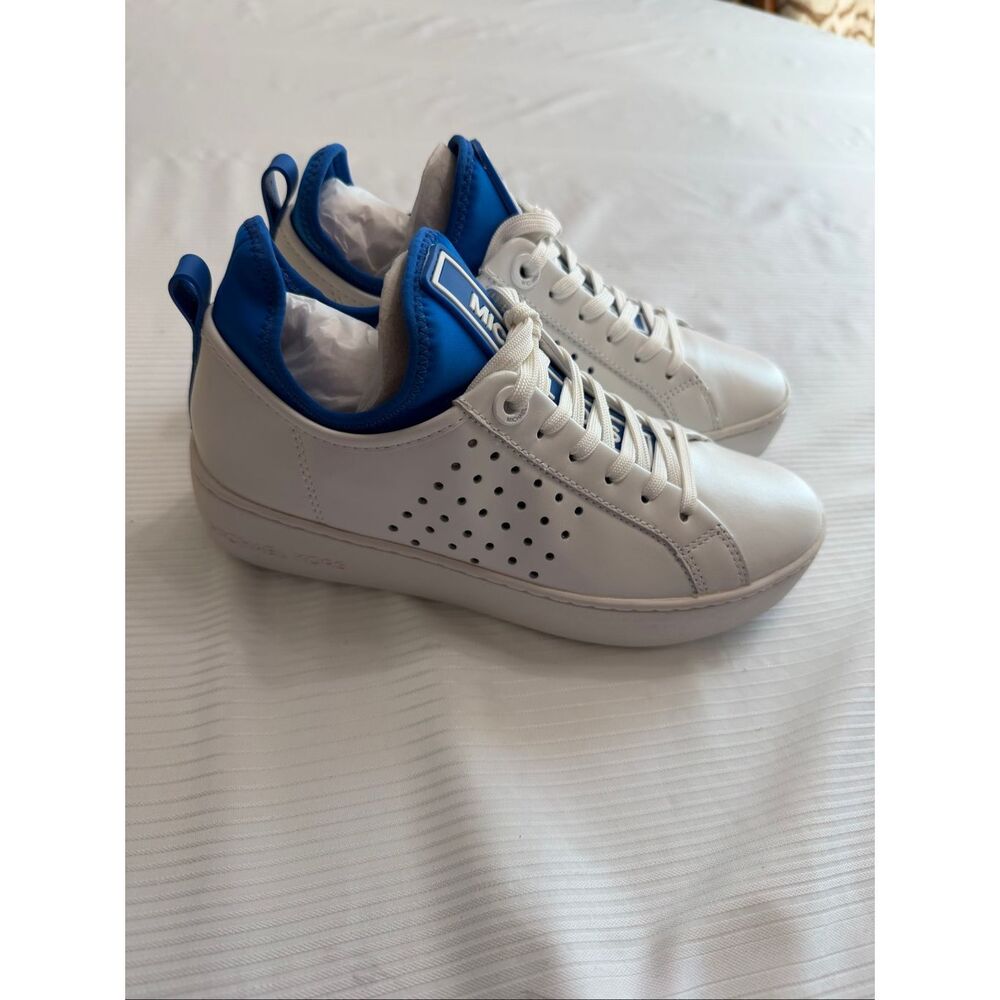 Michael Kors Ace Lace Up Lasered Leather Sneakers Shoes Size 5M - Picture 1 of 10